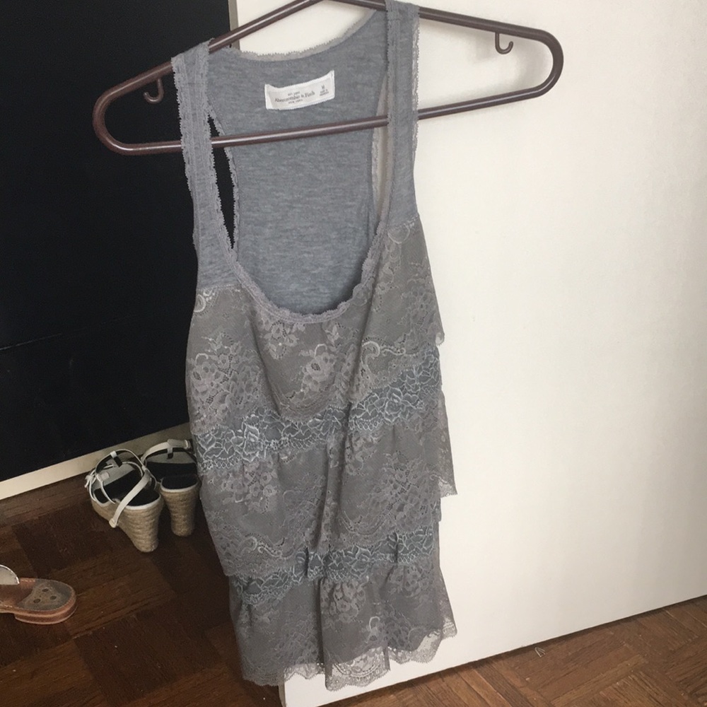 Abercrombie gray ruffle top